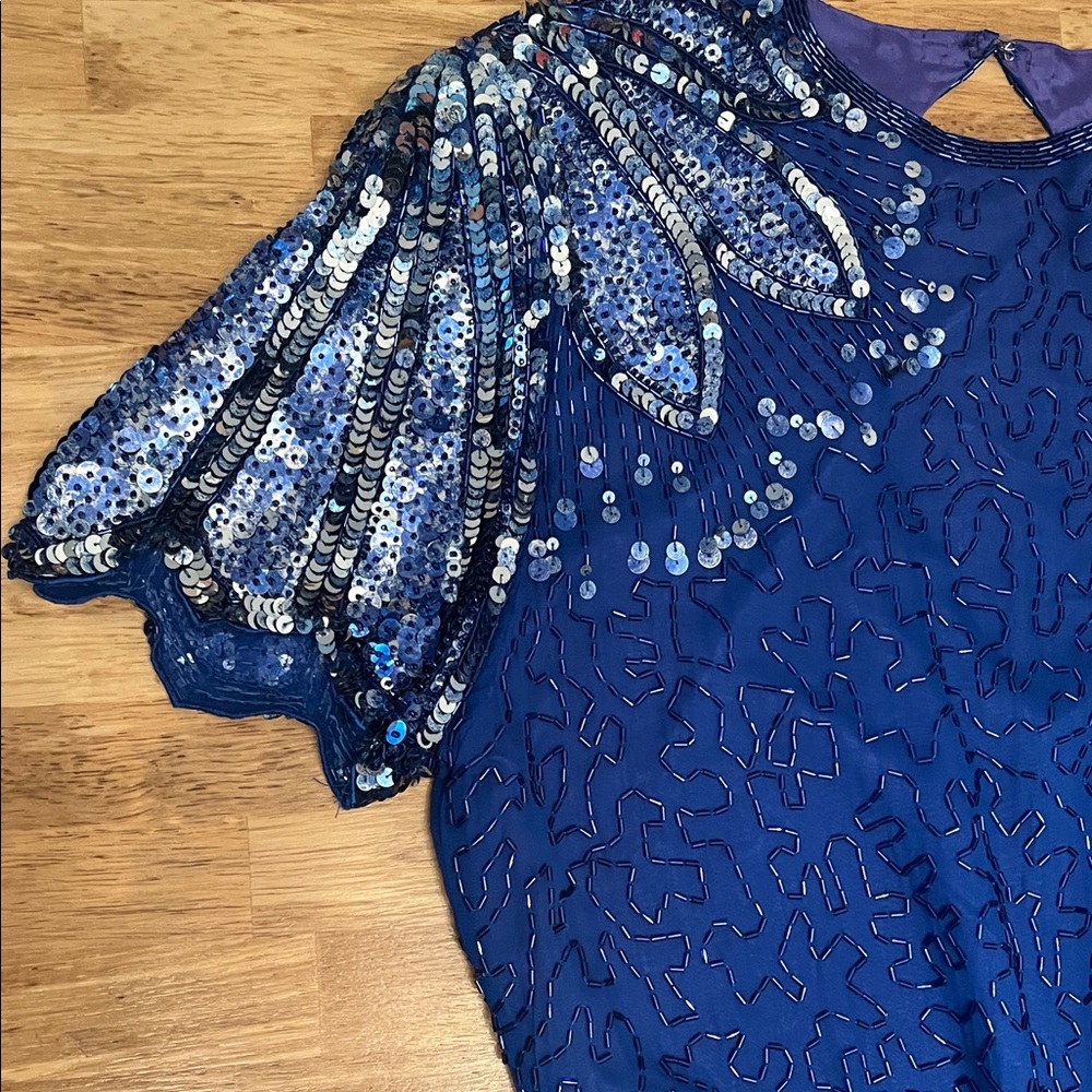 American Vintage Royal Blue Embellished Midi Dress - Picture 3 of 4